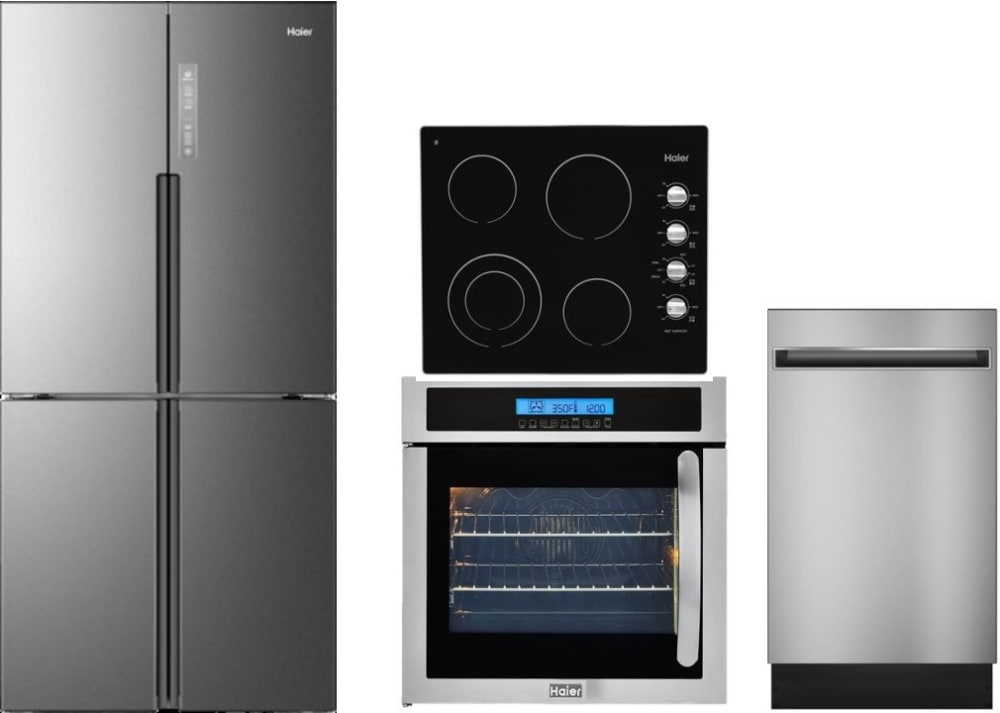 Haier HARECTWODW13 4 Piece Kitchen Appliances Package with ...