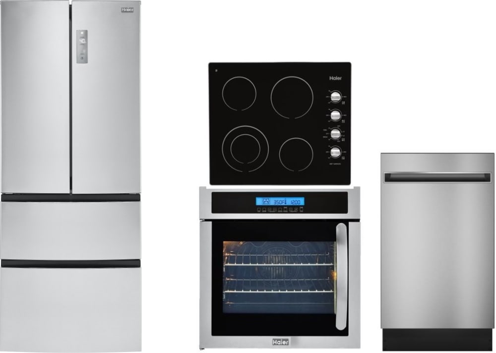 Haier HARECTWODW14 4 Piece Kitchen Appliances Package with ...