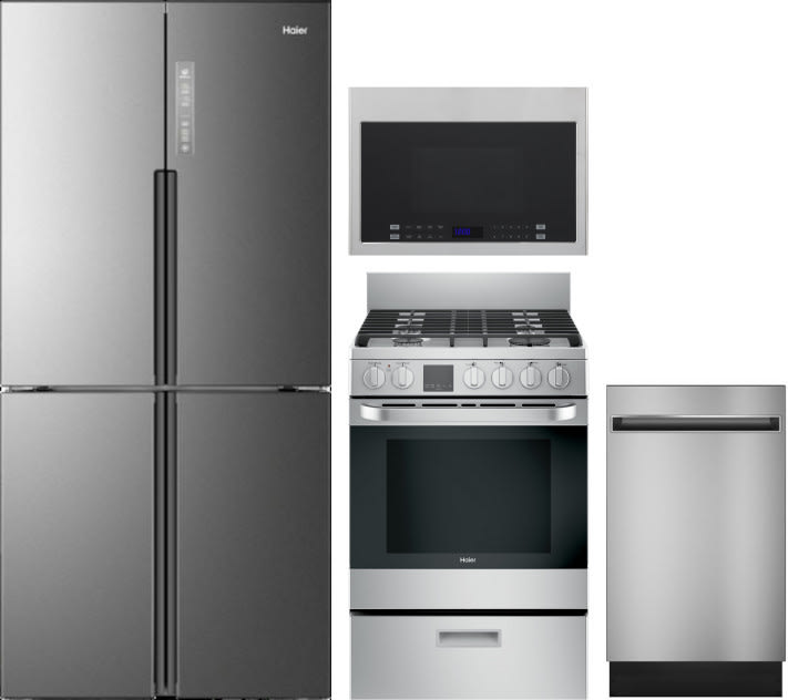 Haier HARERADWMW27 4 Piece Kitchen Appliances Package with ...