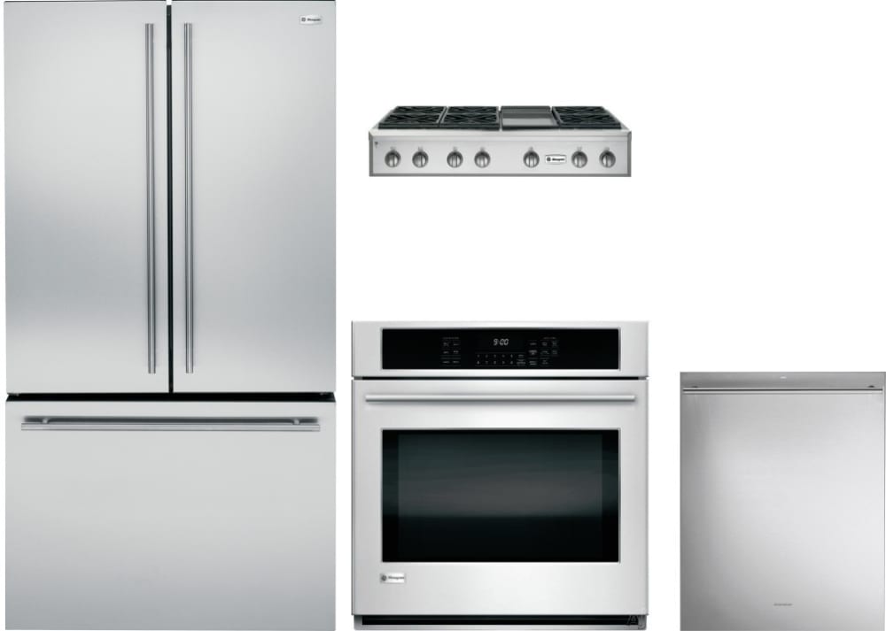 Monogram MORECTWODW188 4 Piece Kitchen Appliances Package with French