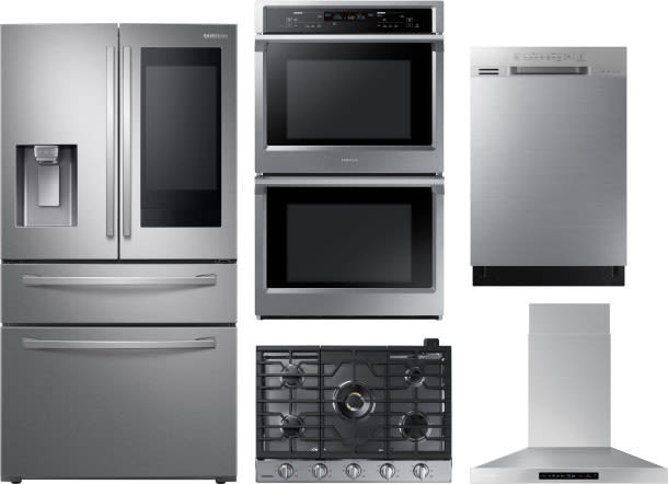 Samsung Sarectrhwodw202 5 Piece Kitchen Appliances Package With French Door Refrigerator And Dishwasher In Stainless Steel