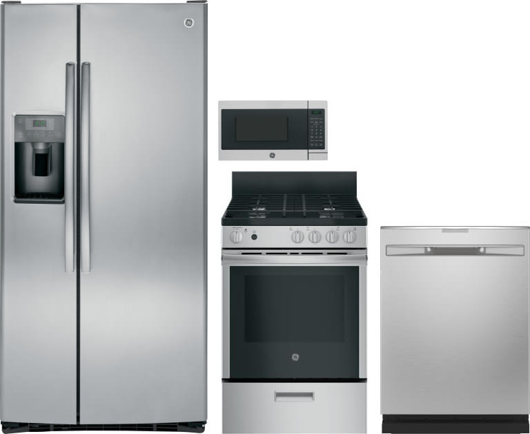 GE GERERAMWDW390 4 Piece Kitchen Appliances Package with ...