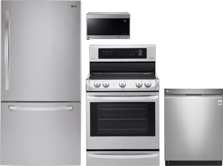 LG LGRERAMWDW1122 4 Piece Kitchen Appliances Package with ...