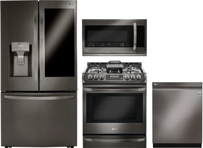LG LGRERADWMW4207 4 Piece Kitchen Appliances Package with French Door