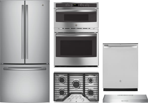 Ge Gerectwodwrh244 5 Piece Kitchen Appliances Package With French Door Refrigerator And Dishwasher In Stainless Steel