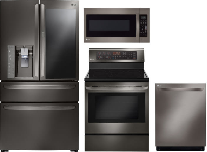 LG LGRERADWMW5309 4 Piece Kitchen Appliances Package with French Door