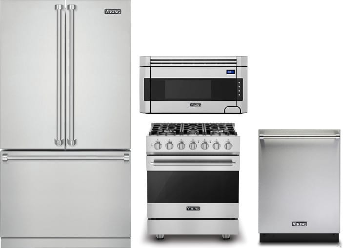 Viking VIRERADWMW294 4 Piece Kitchen Appliances Package with French
