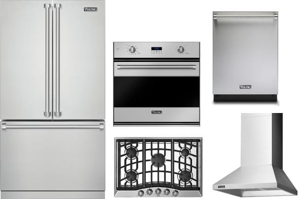 Viking VIRECTWODWRH104 4 Piece Kitchen Appliances Package ...