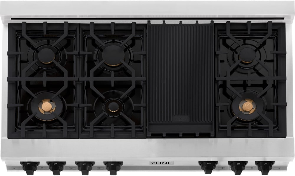ZLINE RTZ48MB 48 Inch Gas Rangetop with 7 Sealed Italian Burners, Cast