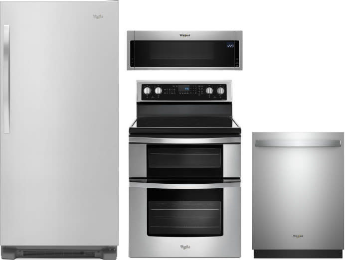 Stainless steel fridge stove 2025 microwave dishwasher combo