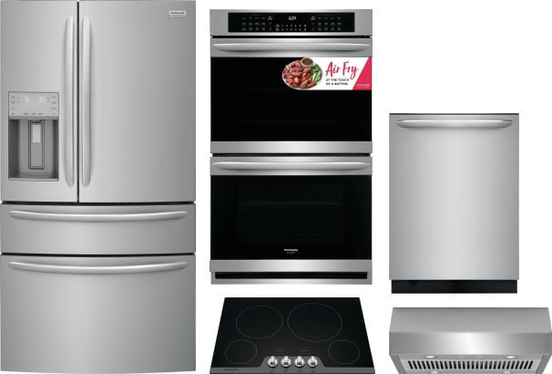 Frigidaire Frrectwodwrh324 5 Piece Kitchen Appliances Package With French Door Refrigerator And Dishwasher In Stainless Steel