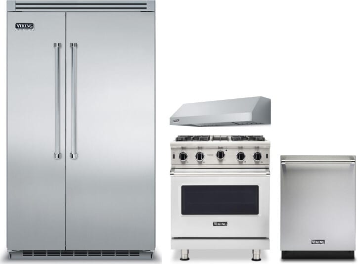 Viking VIRERADWRH1497 4 Piece Kitchen Appliances Package with Side-by