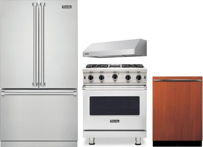 Viking VIRERADWMW316 4 Piece Kitchen Appliances Package with French