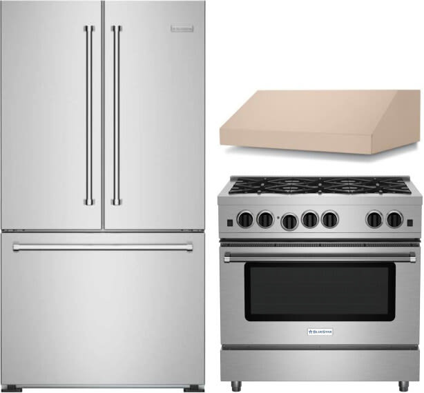 BlueStar BLRERARH1066 3 Piece Kitchen Appliances Package with Gas Range and French Door