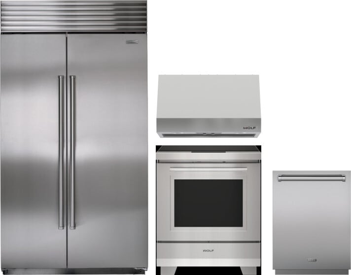 Wolf WOSZRERADWRH156 4 Piece Kitchen Appliances Package with Sideby