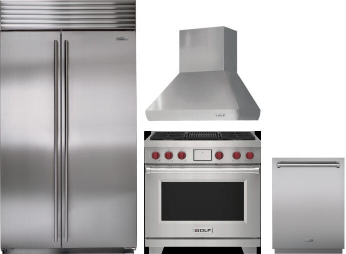 Wolf WOSZRERADWRH171 4 Piece Kitchen Appliances Package with Sideby