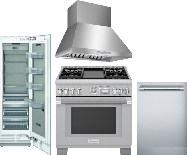 Thermador THRERADWRH1071 4 Piece Kitchen Appliances Package with Side