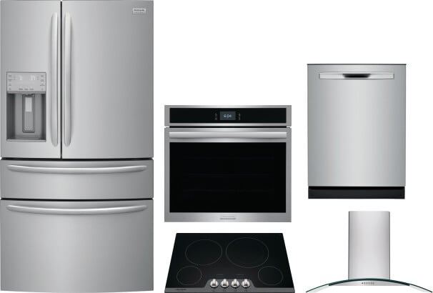 Frigidaire FGRECTWODWRH126 5 Piece Kitchen Appliances Package with French  Door Refrigerator and Dishwasher in Stainless Steel