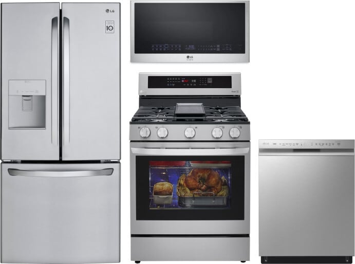 LG LGRERADWMW4152 4 Piece Kitchen Appliances Package with French Door