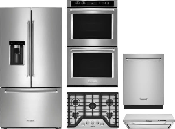 Ulykke lindring forlænge KitchenAid KARECTWODWRH106 5 Piece Kitchen Appliances Package with French  Door Refrigerator and Dishwasher in Stainless Steel
