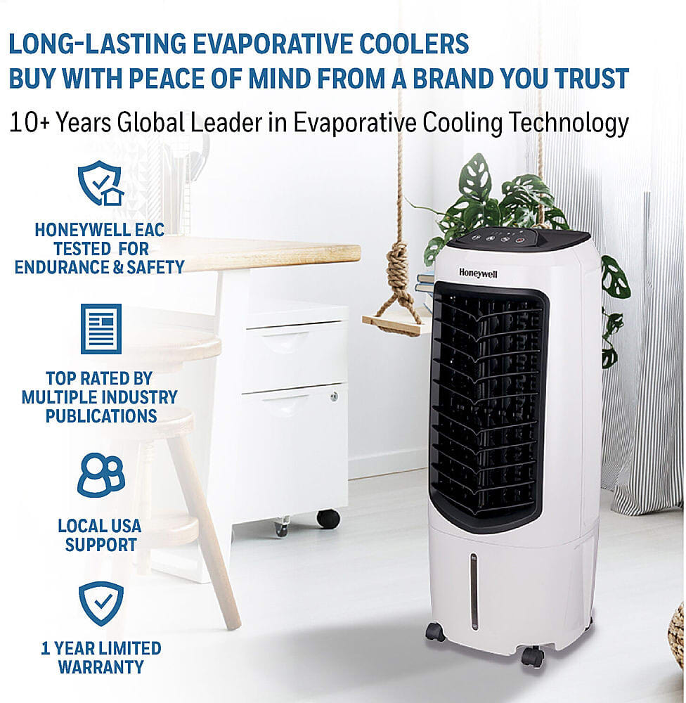 Honeywell TC10PEU 30 Inch Indoor Portable Evaporative Air Cooler with 3