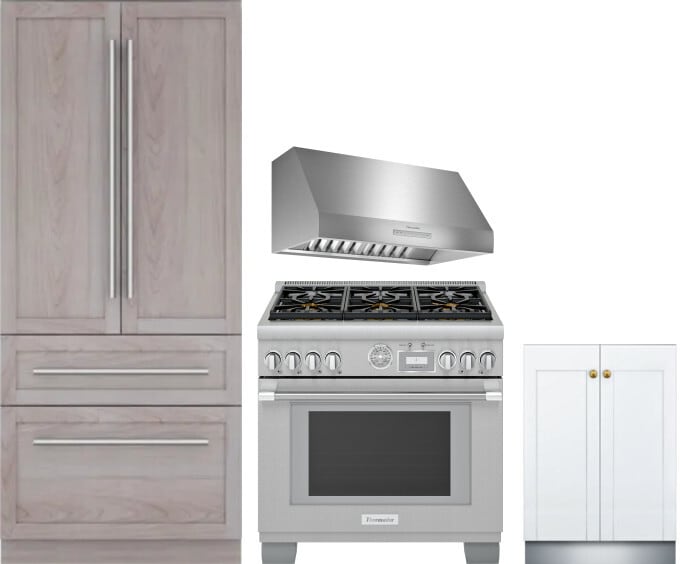 Thermador THRERARHDW8 4 Piece Kitchen Appliances Package with French