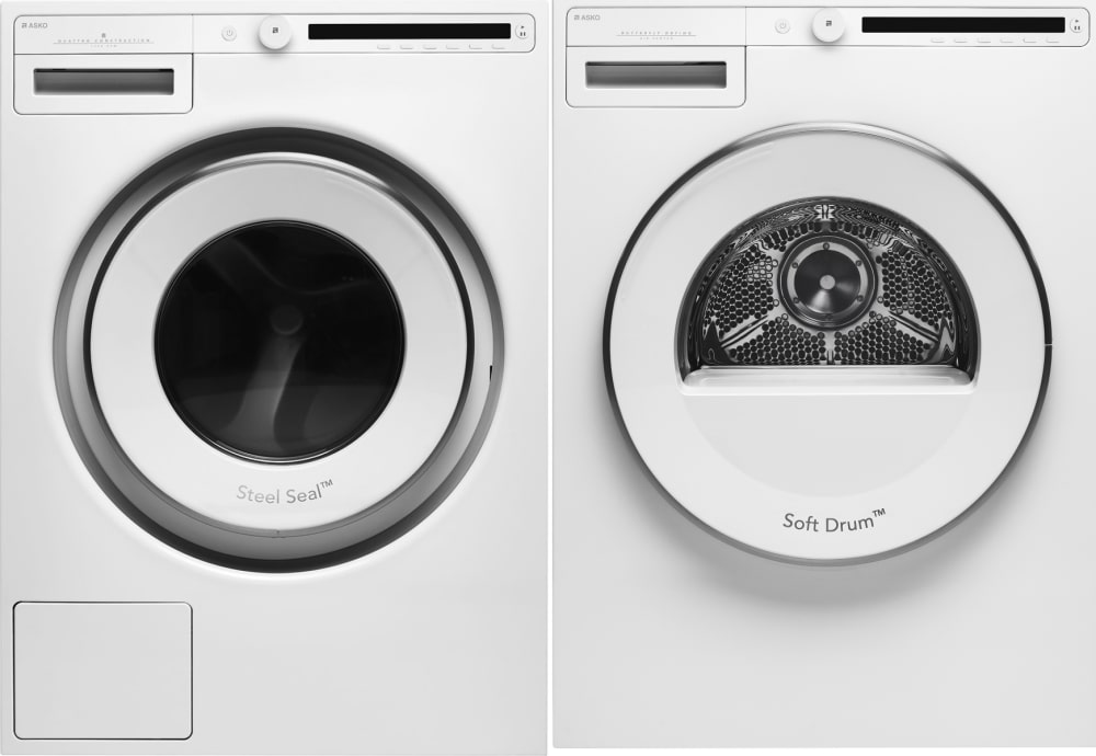 Asko ASWADREW2081 Side-by-Side Washer & Dryer Set with Front Load Washer and Electric Dryer in White