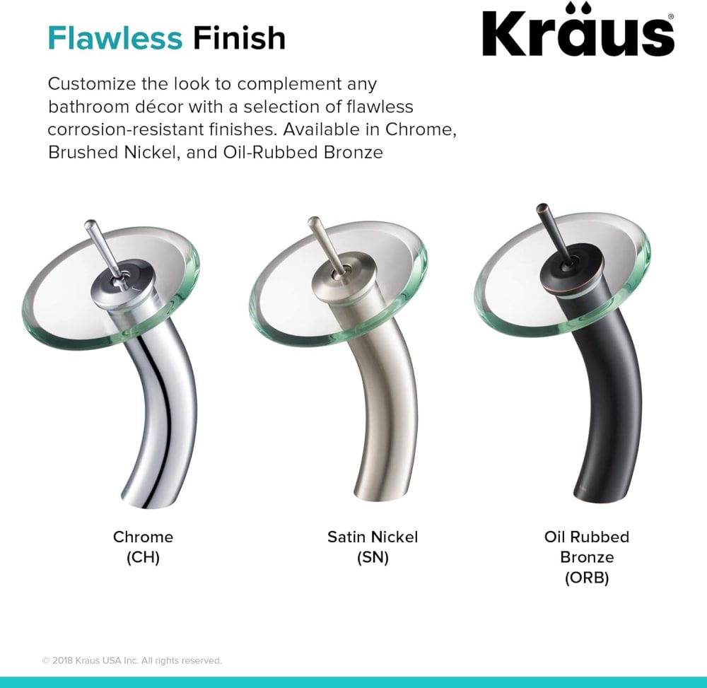 Kraus KGW1700CHCL Waterfall Single Handle Vessel Bathroom Faucet with