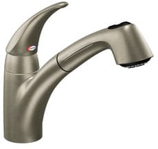 moen kitchen faucet faucets stainless handle discontinued steel inch disclaimer pull ajmadison extensa single