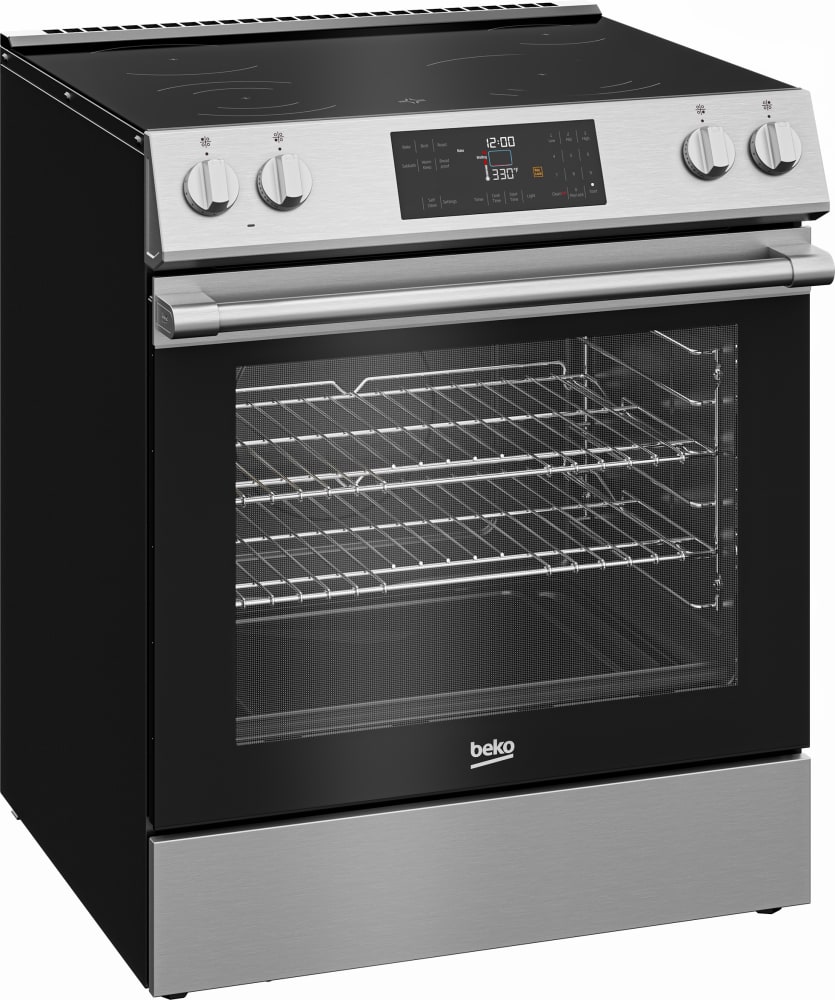 Beko SLER30423SS 30 Inch Slide In Electric Range with 4 Elements 5.2 cu. ft. Oven Capacity Dual Elements Storage Drawer Sabbath Mode and Self Clean