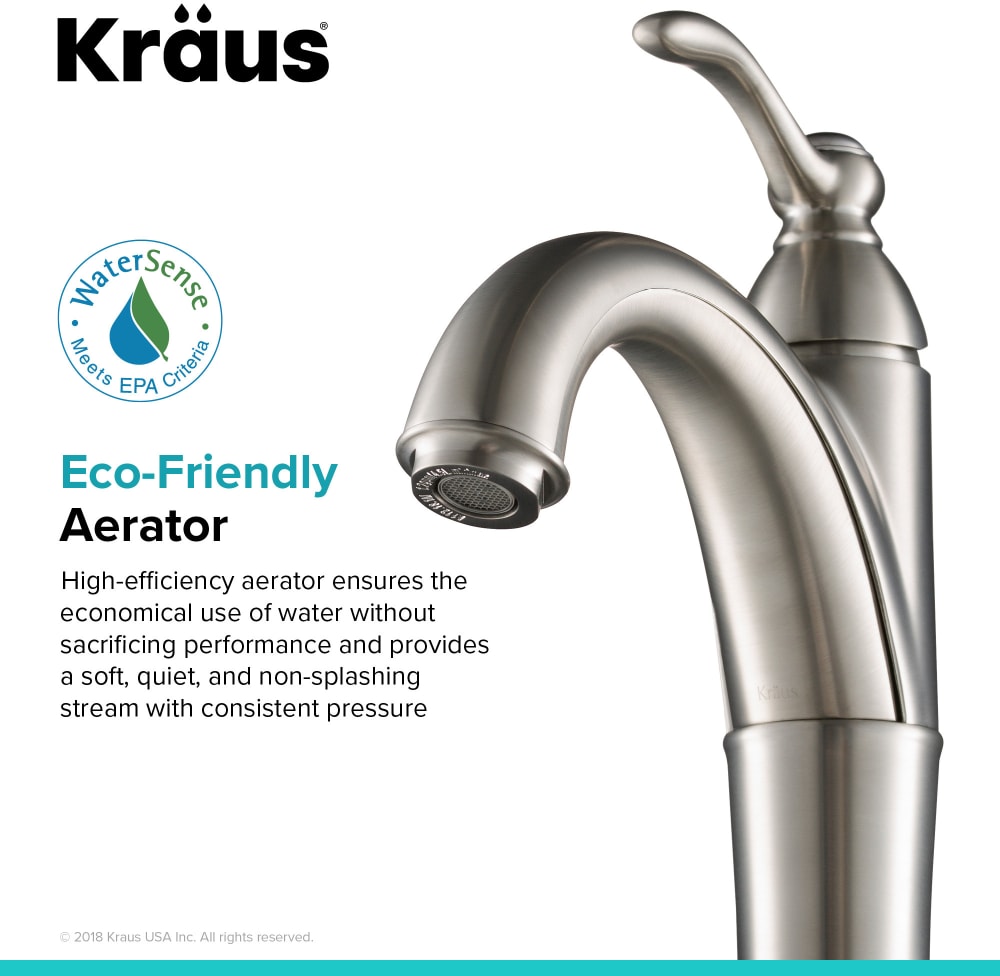 Kraus FVS1005SN Single Lever Tall Vessel Bathroom Faucet with Superior