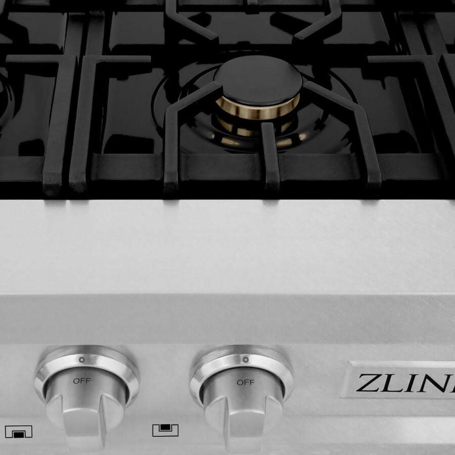 ZLINE RTSBR30 Gas Rangetop with 4 Sealed Brass Burners, Cast Iron Grill