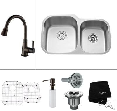 Kraus Kbu24kpf2220ksd30orb 32 Inch Undermount Double Bowl