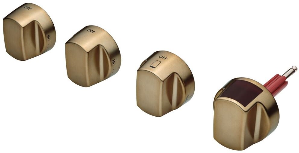 Wolf 9056266 30 Inch Dual Fuel Brushed Brass Knob Kit