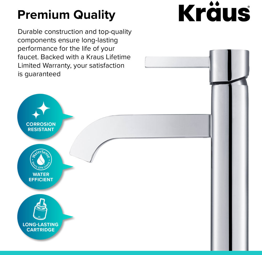Kraus FVS1007CH Single Lever Tall Vessel Bathroom Faucet with Superior