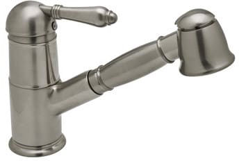Rohl A3410LMSTN2 Single Lever Pull-Out Kitchen Faucet with Metal Lever ...
