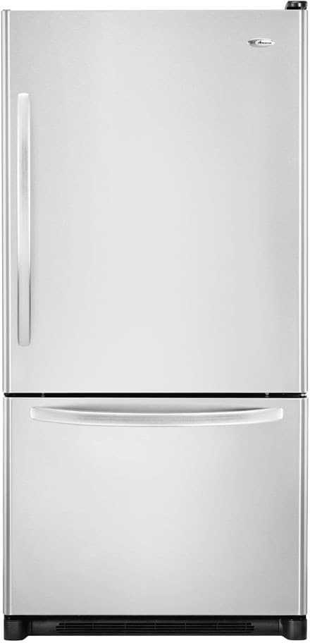 Amana Abr1927fes 18 6 Cu Ft Bottom Freezer Refrigerator With 2 Easyglide Shelves 5 Clear Adjustable Fresh Food Door Buckets Temp Controlled Chef S Pantry Drawer Stainless Steel Right Hinge
