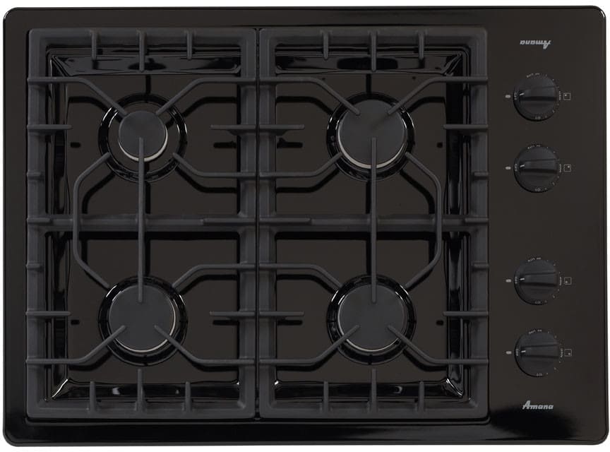 Amana AKS3040BE 30 Inch Gas Cooktop with Continuous CastIron Grates