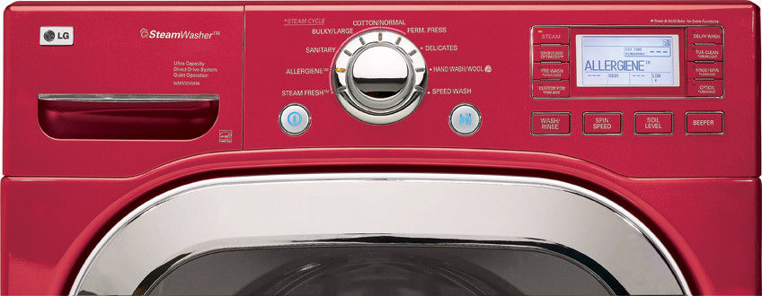 Lg Wm3001hra 27 Inch Front Load Steam Washer With 4 5 Cu Ft Capacity 9 Wash Cycles 1300 Rpm Spin Speed And Menu Driven Lcd Controls Wild Cherry