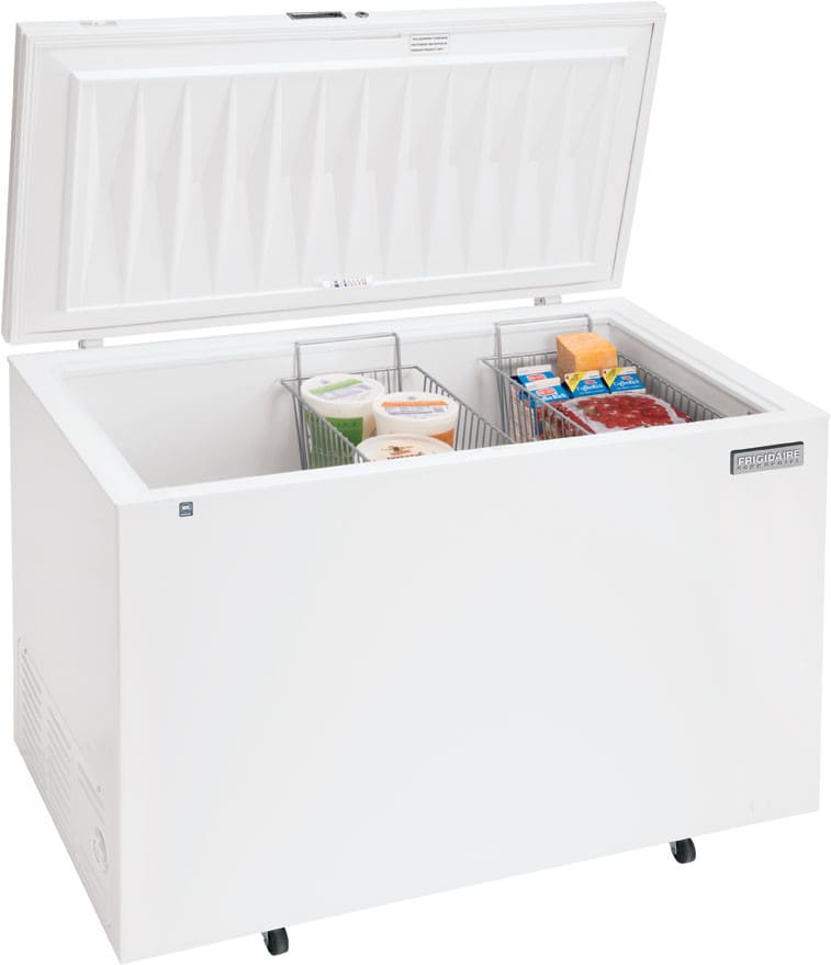 Frigidaire FCCS151FW 14.8 Cu. Ft. Commercial Chest Freezer with 2 Wire  Baskets, Thermometer & MaxFreeze Switch with LED Light