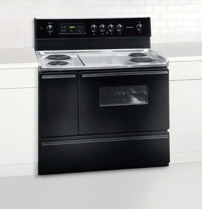 Frigidaire FFEF4017LB 40 Inch Freestanding Electric Range with 4 ... - Frigidaire FFEF4017LB 40 Inch Freestanding Electric Range with 4 Coil  Elements, Center Griddle, 3.7 cu. ft. Main Oven Capacity, Even Bake  Technology, ...