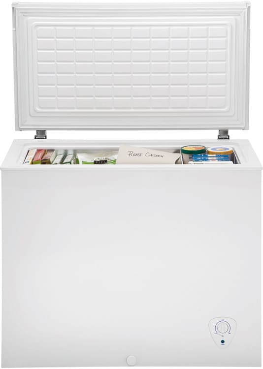 Frigidaire FFFC07M1QW 7.5 cu. ft. Chest Freezer with 1 Store-More Removable  Wire Basket, Adjustable Temperature Control, Power-On Indicator Light and  Manual Defrost