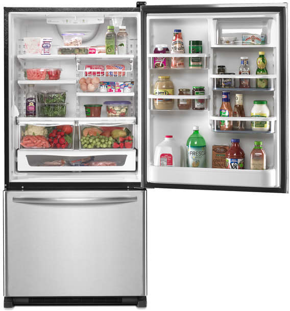 Whirlpool GB2SHTXTS 21.9 cu. ft. Bottom-Freezer Refrigerator with Digital Temperature Control ...