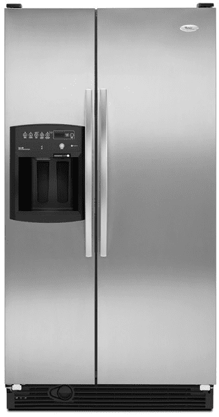 Whirlpool Gd5nvaxss 25 6 Cu Ft Side By Side Refrigerator With Sidewise Electronic Control System External Ice Water Fast Fill Dispenser In Door Air Cooling System And Automatic Defrost Stainless Steel