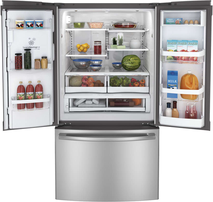 GE GFE27GSDSS 27 cu. ft. French Door Refrigerator with Spillproof Glass ...