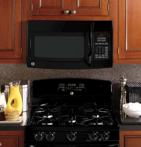GE JVM1730DPBB 1.7 cu. ft. Over the Range Microwave Oven with 1000 Cooking Watts Auto and Time Defrost and Two Speed 300 CFM Venting System Black