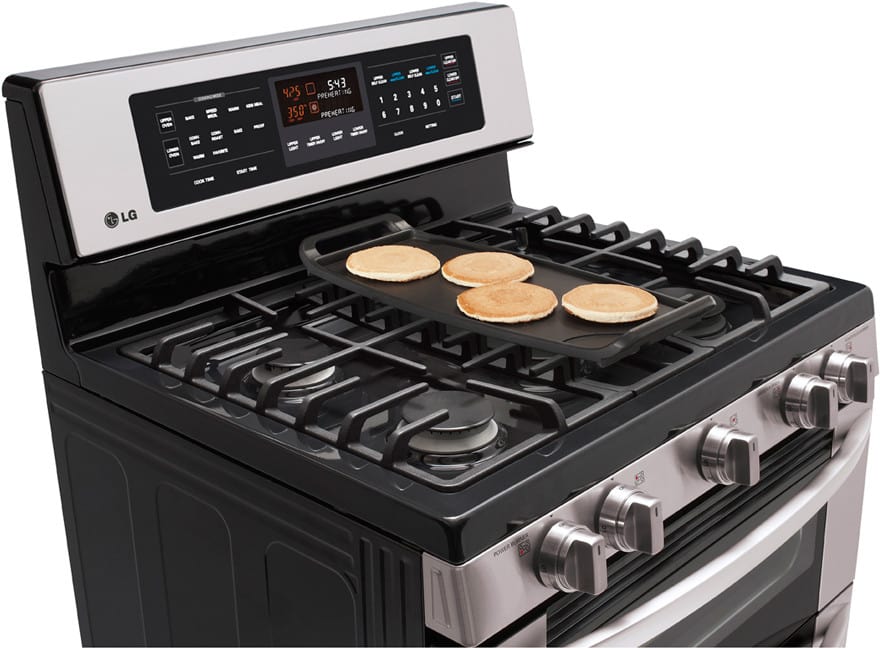 Freestanding Gas Double Oven Range, Countertop Gas Stove With Griddle Pancake