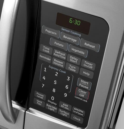 GE LVM1750SPSS 1.7 cu. ft. Over the Range Microwave Oven with 300 CFM Venting System 2 Speed 1 000 Watts Sensor Cooking Controls and Removable Oven Rack Stainless Steel
