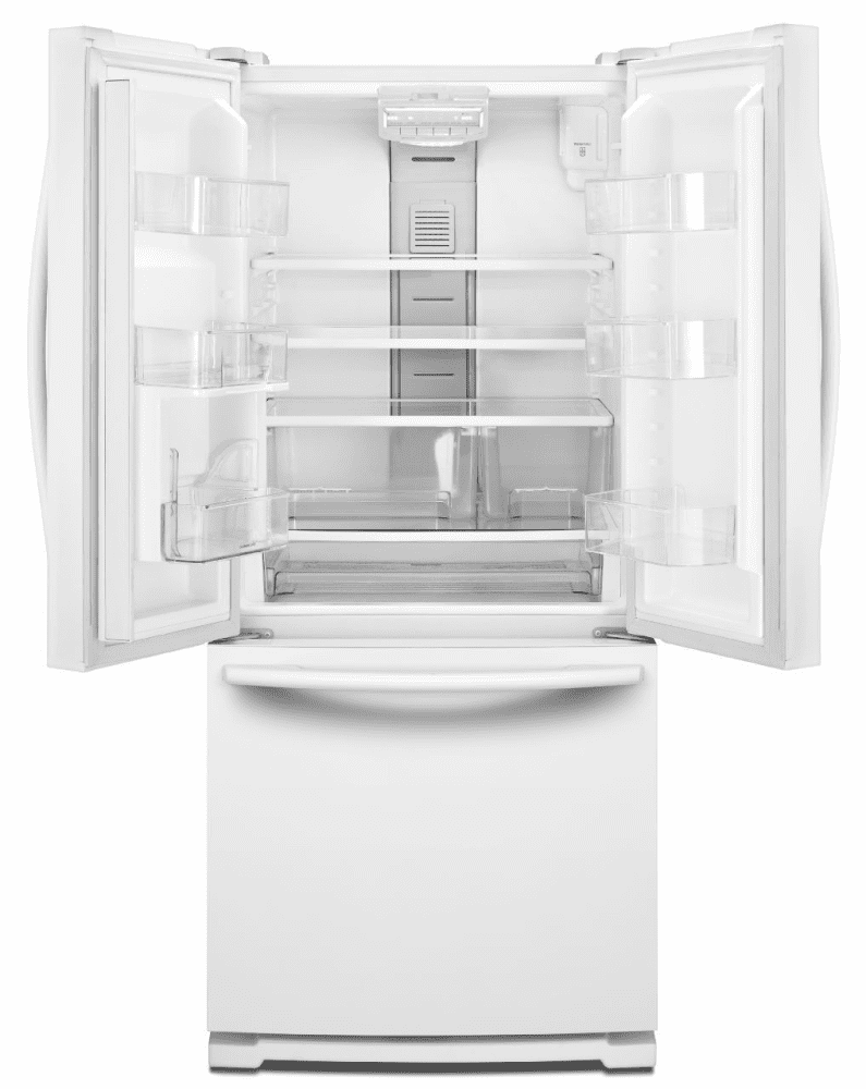 Maytag Mfb2055yew 30 Inch French Door Refrigerator With Adjustable Glass Shelves Strongbox Door Bins Freshflow Air Filter Led Lighting And Energy Star Qualified White
