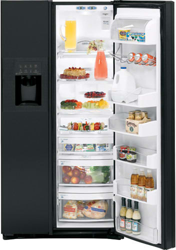 Ge Psh25mgsbv 24 6 Cu Ft Arctica Side By Side Counter Depth Refrigerator With Climatekeeper2 System Integrated Ice System Black Dispenser Panel Ready